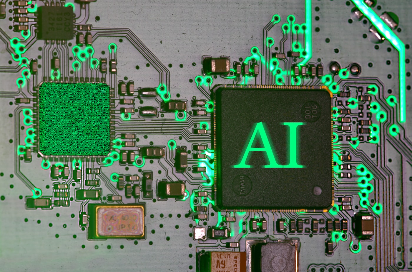AI chip on circuit board