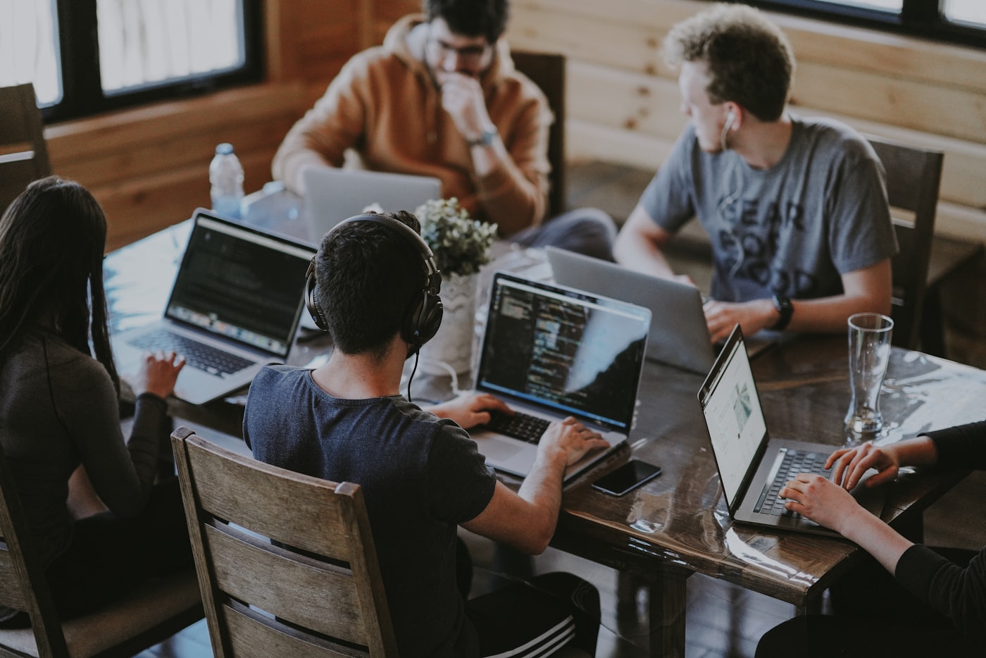 Team collaborating on AI development